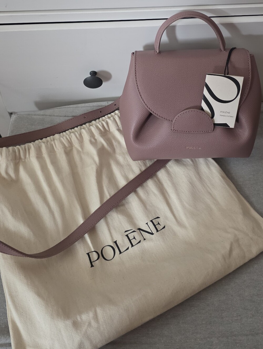Like New Polene Numero Un Nano Textured Lilac crossbody purse handbag